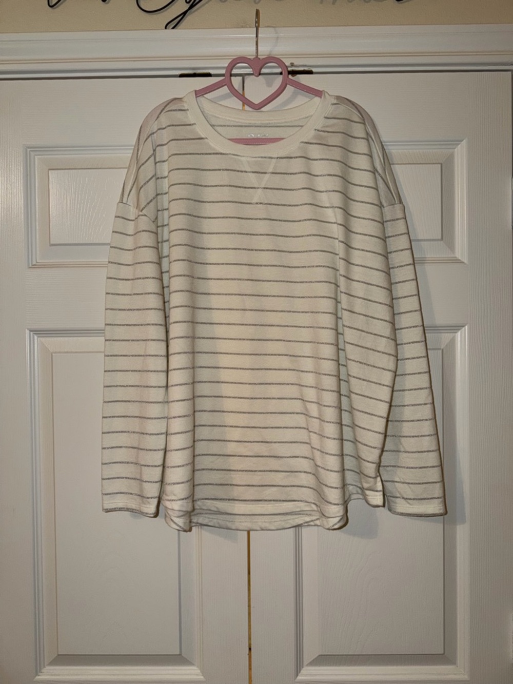 Maurices Cream Long-Sleeve Striped Tee